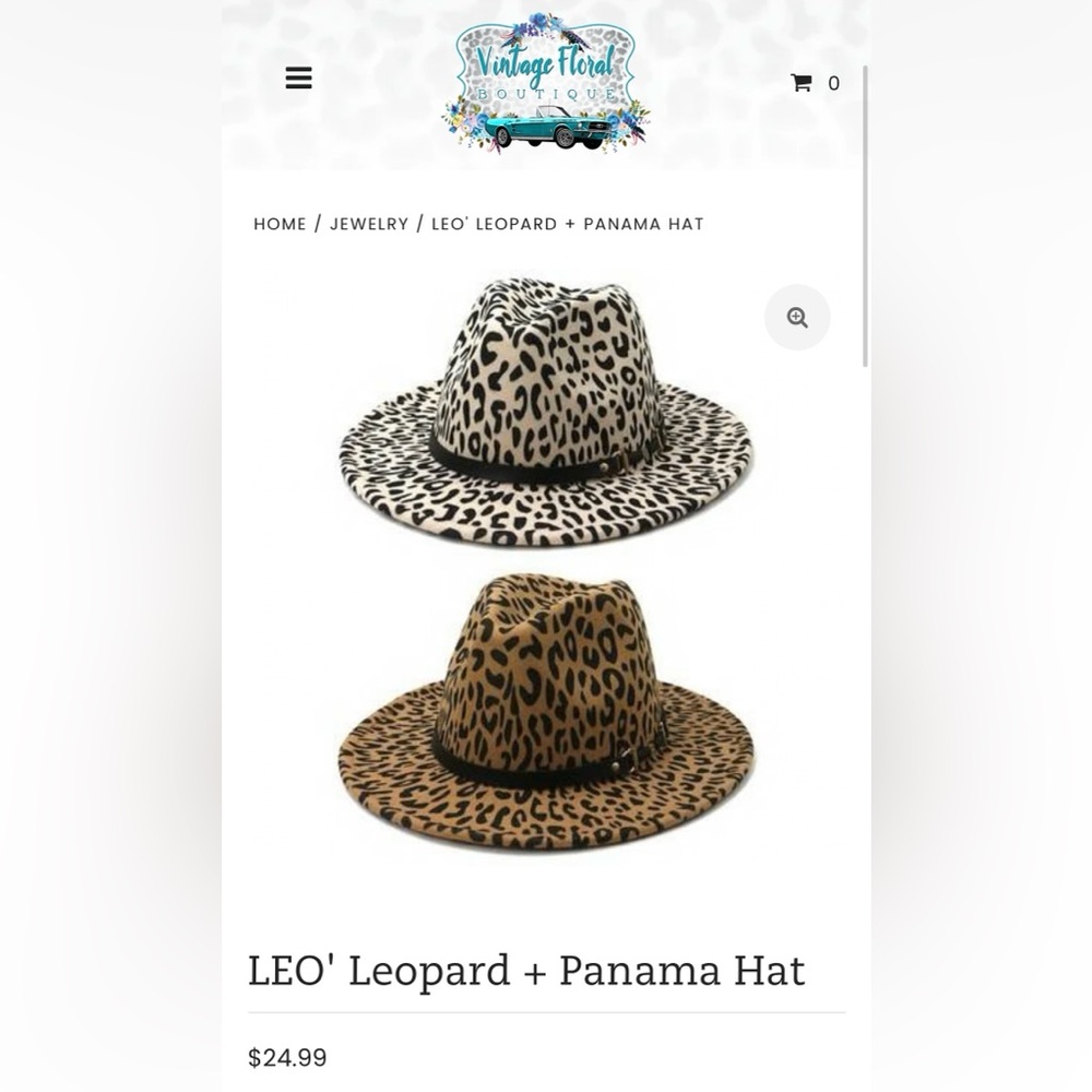 Leopard Print Wide Brim Hat